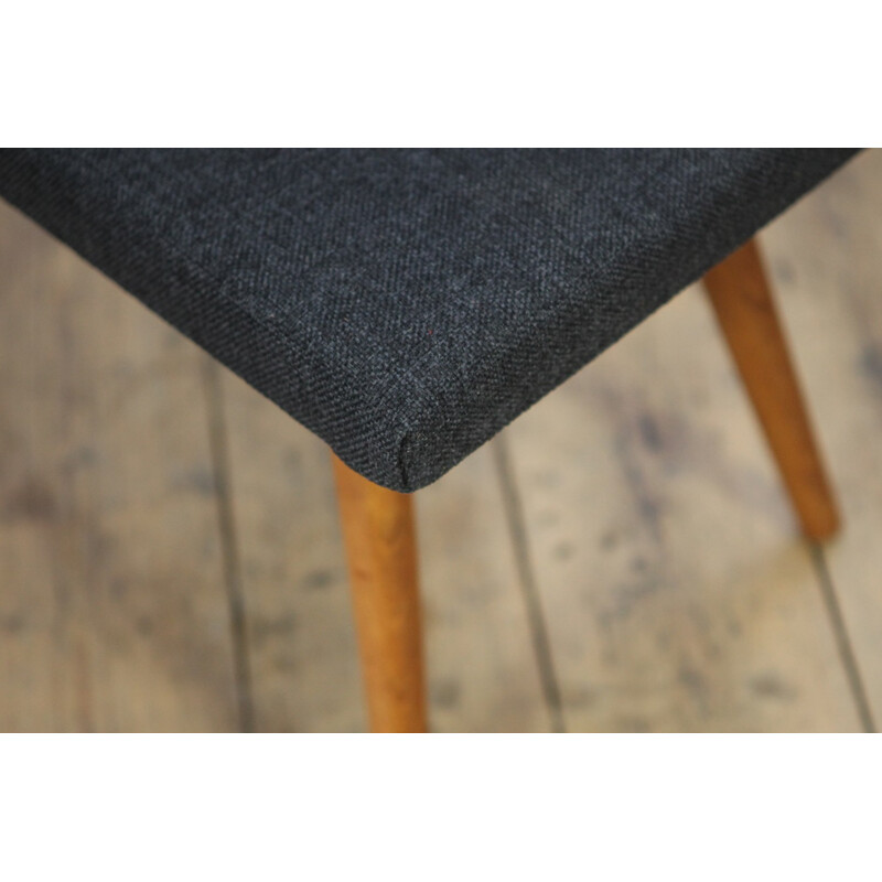 Dutch Mid Century Grey Wool Footstool - 1950s