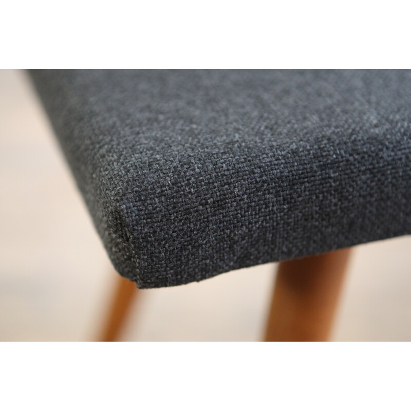 Dutch Mid Century Grey Wool Footstool - 1950s