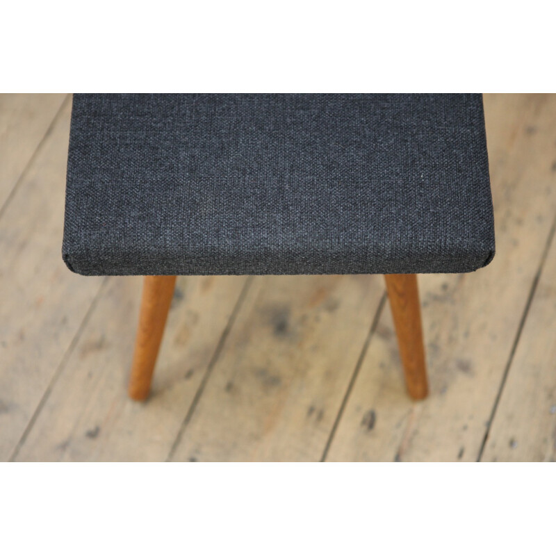 Dutch Mid Century Grey Wool Footstool - 1950s