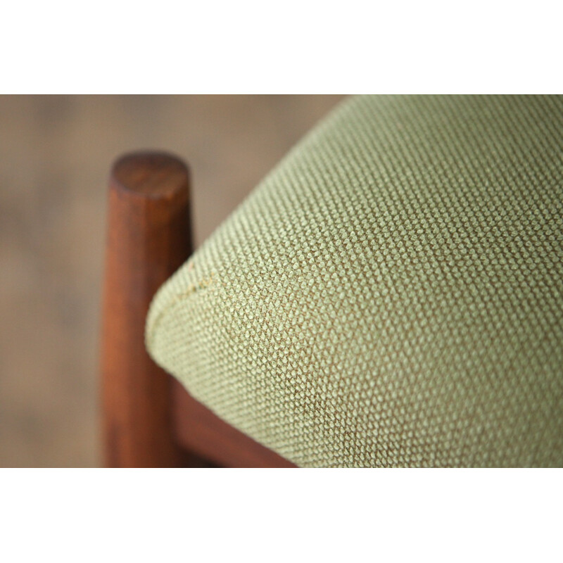 Dutch Mid Century Green Teak Footstool - 1950s