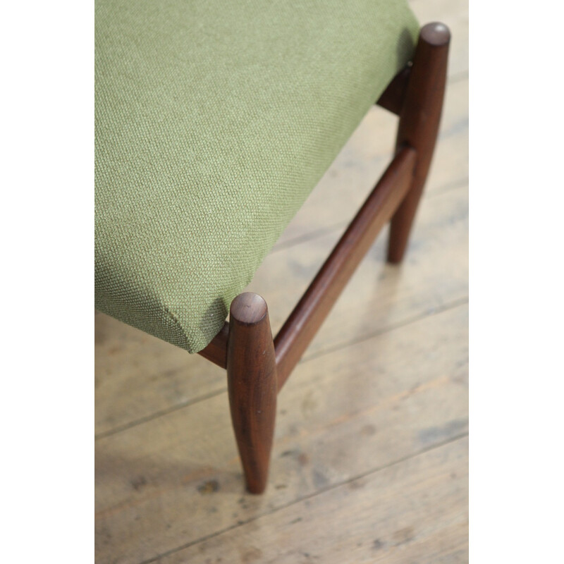 Dutch Mid Century Green Teak Footstool - 1950s