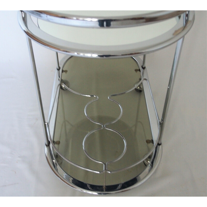 Chrome-plated and smoked glass serving Cart - 1970s