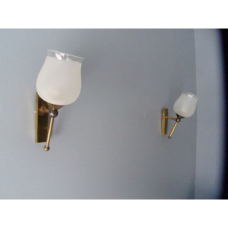 Set of 2 Tulip-shaped wall lamps - 1950s