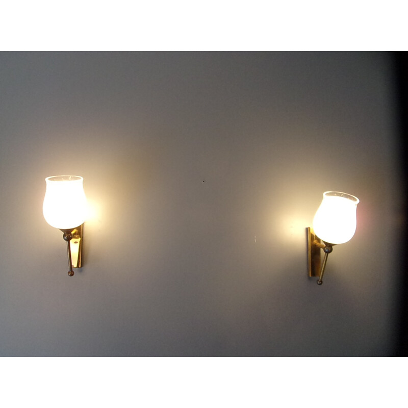 Set of 2 Tulip-shaped wall lamps - 1950s