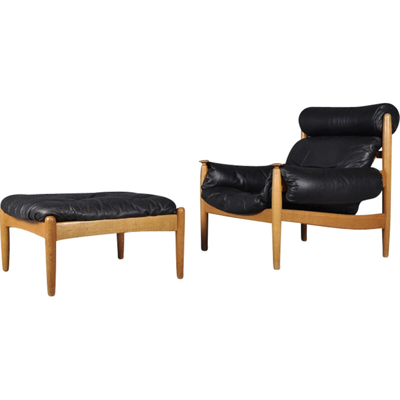 Swedish Easy Chair & Ottoman - 1970s