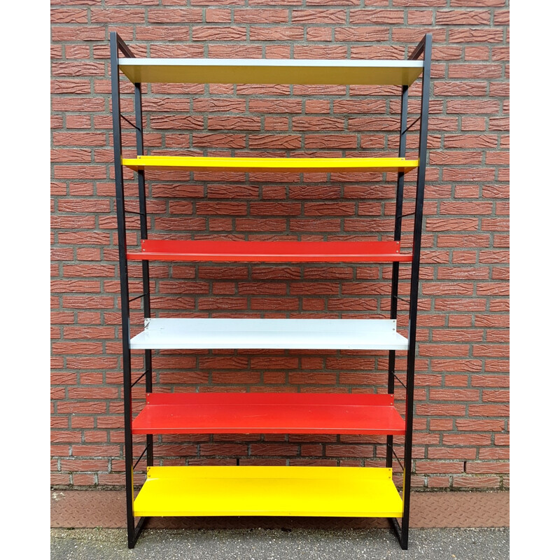 Vintage metal bookcase by A Dekker for Tomado Holland - 1950s