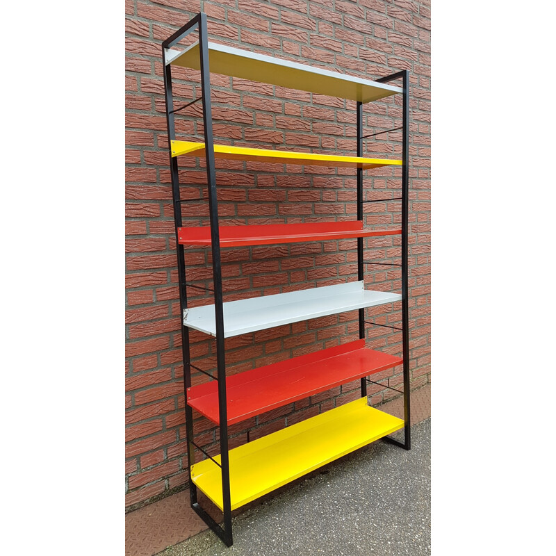 Vintage metal bookcase by A Dekker for Tomado Holland - 1950s