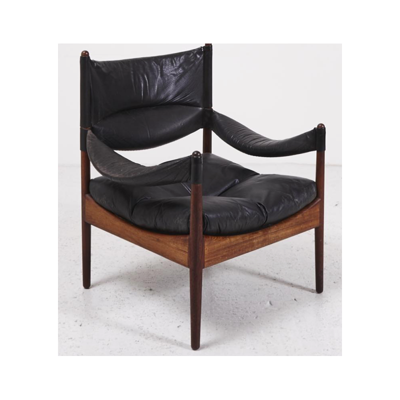 Modus leather and rosewood armchair from Kristian Somer vedel for Soren Willadsen - 1963