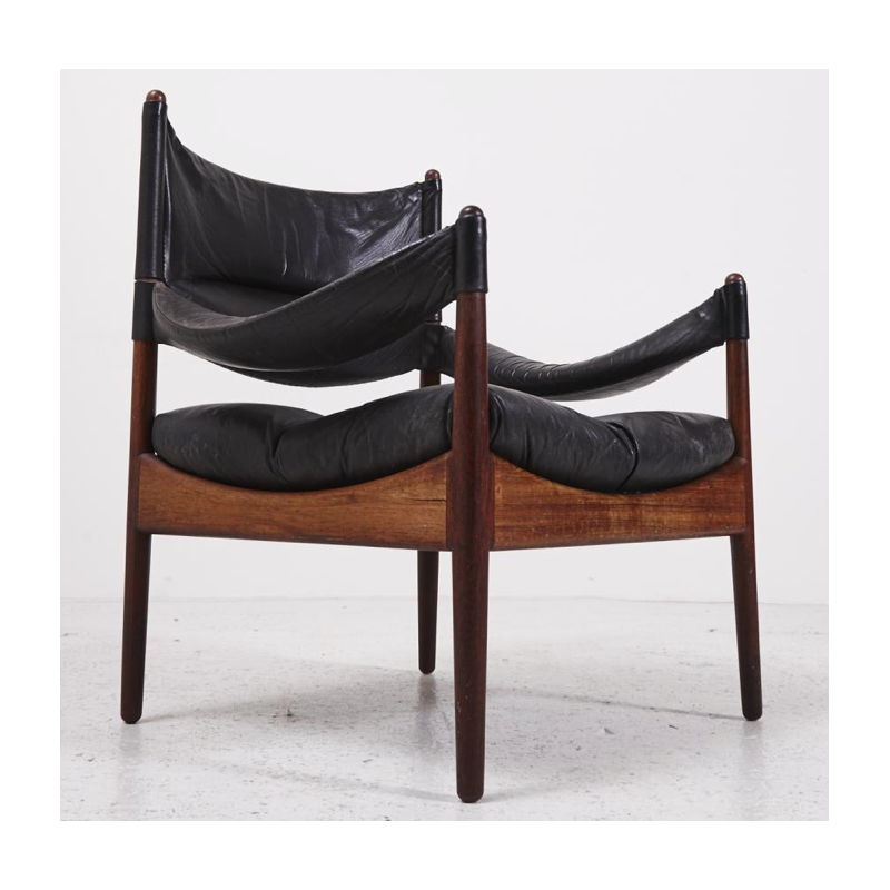 Modus leather and rosewood armchair from Kristian Somer vedel for Soren Willadsen - 1963