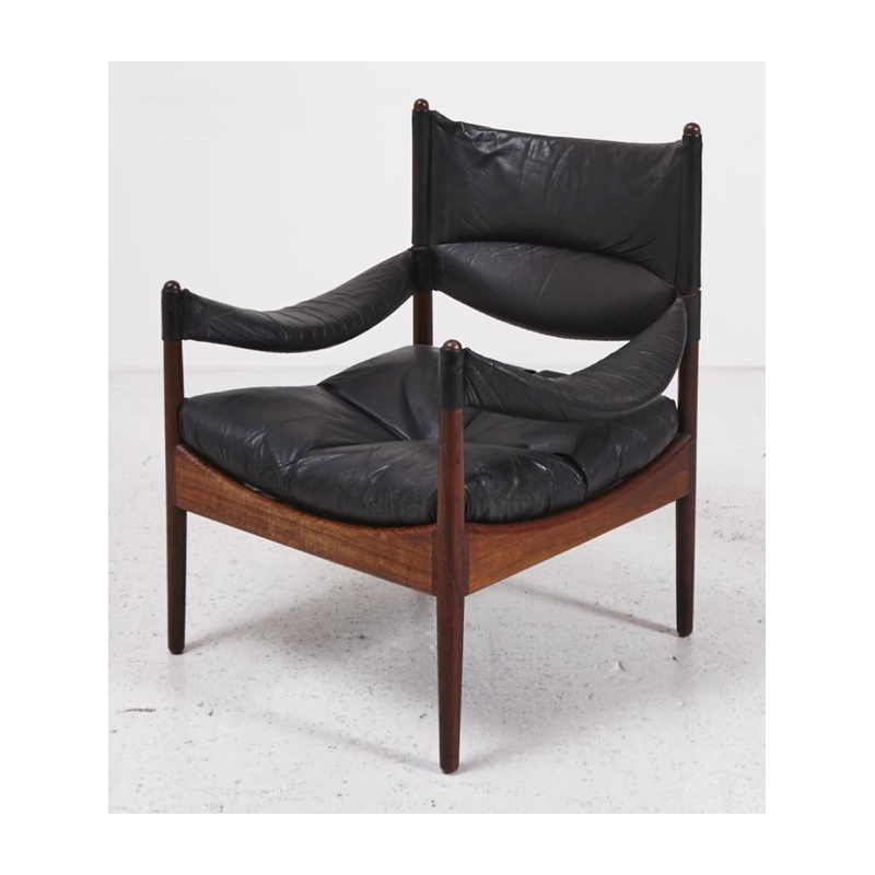 Modus leather and rosewood armchair from Kristian Somer vedel for Soren Willadsen - 1963