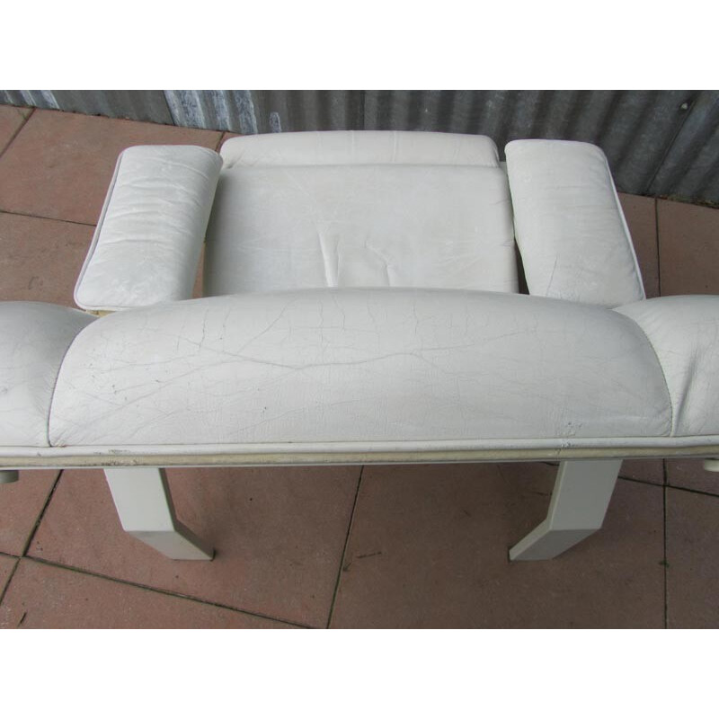 White lounge chair "LEM" in leather, Joe COLOMBO - 1970s