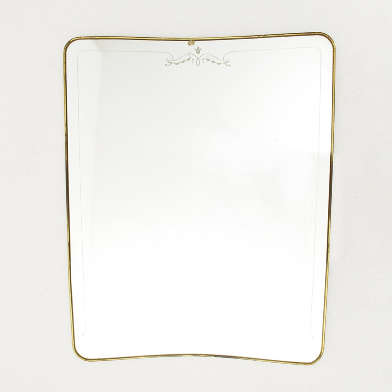 Italian brass frame mirror - 1950s