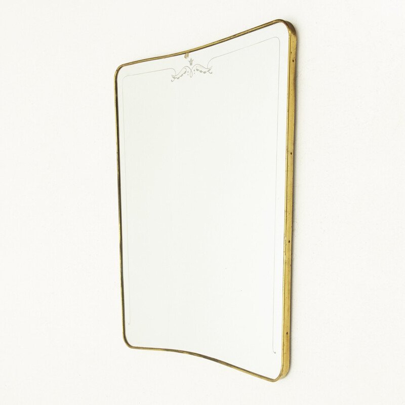 Italian brass frame mirror - 1950s