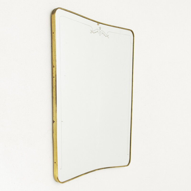 Italian brass frame mirror - 1950s