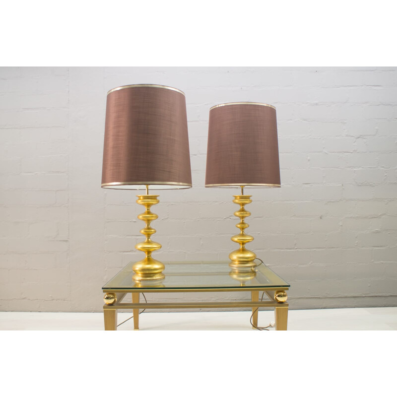 Pair of vintage gold table lamps, 1960