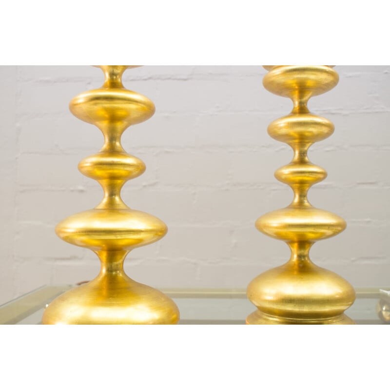 Pair of vintage gold table lamps, 1960