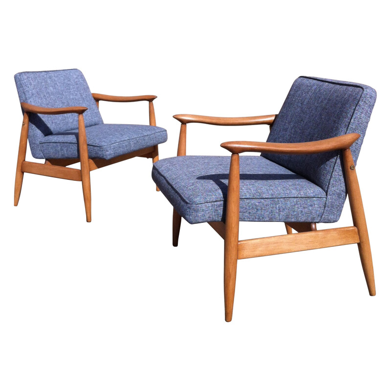 Paire de fauteuils soviétiques gris, Edmund HOM - années 60