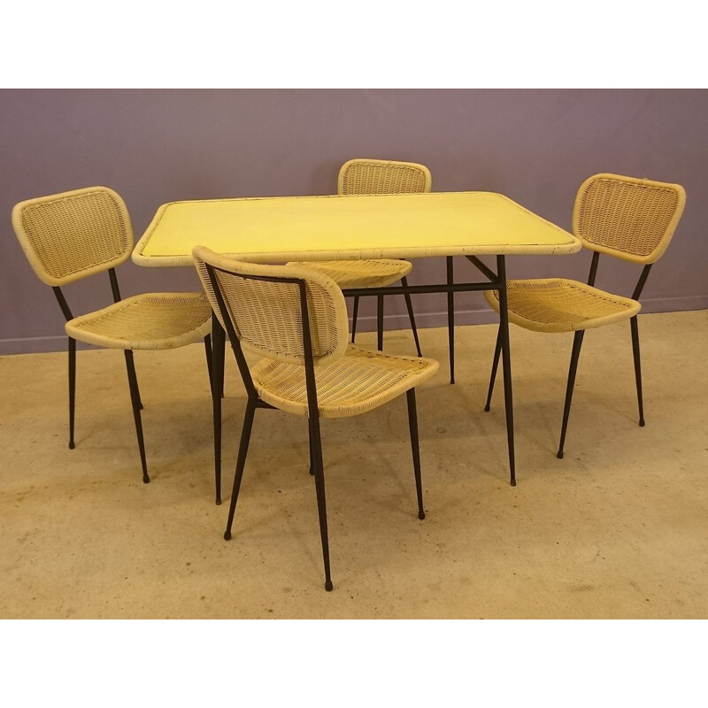 Set of table and chairs by Janine Abraham - 1950s