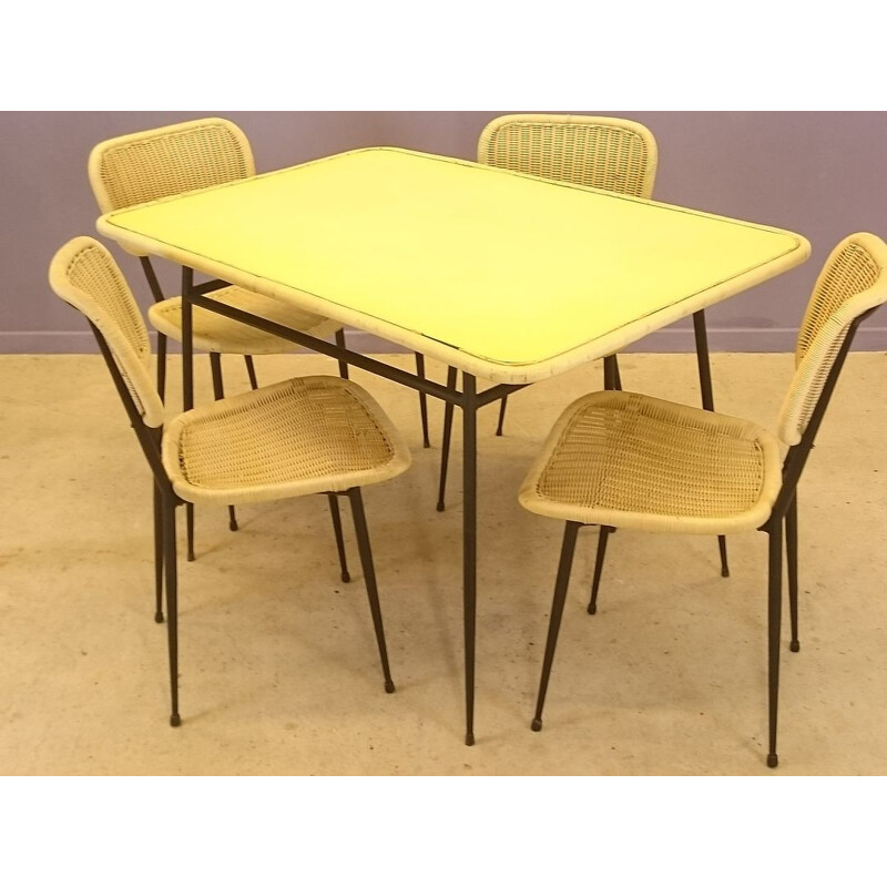 Set of table and chairs by Janine Abraham - 1950s