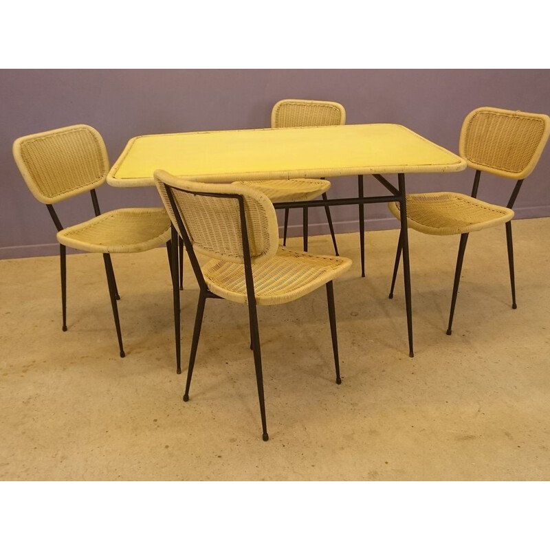 Set of table and chairs by Janine Abraham - 1950s