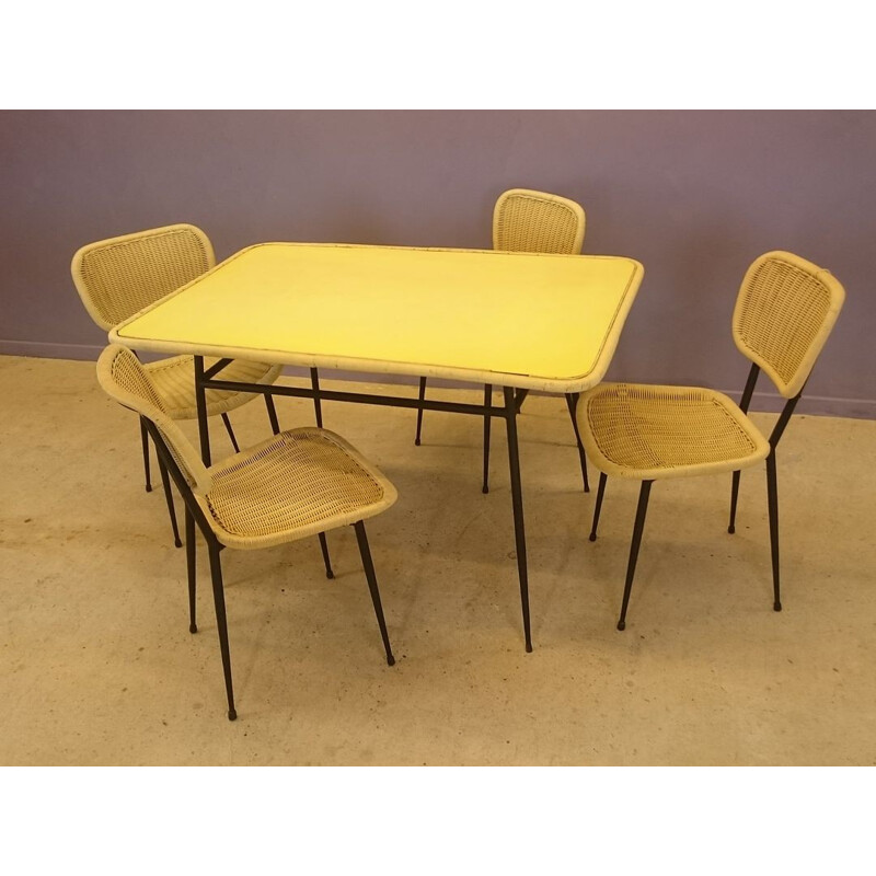 Set of table and chairs by Janine Abraham - 1950s