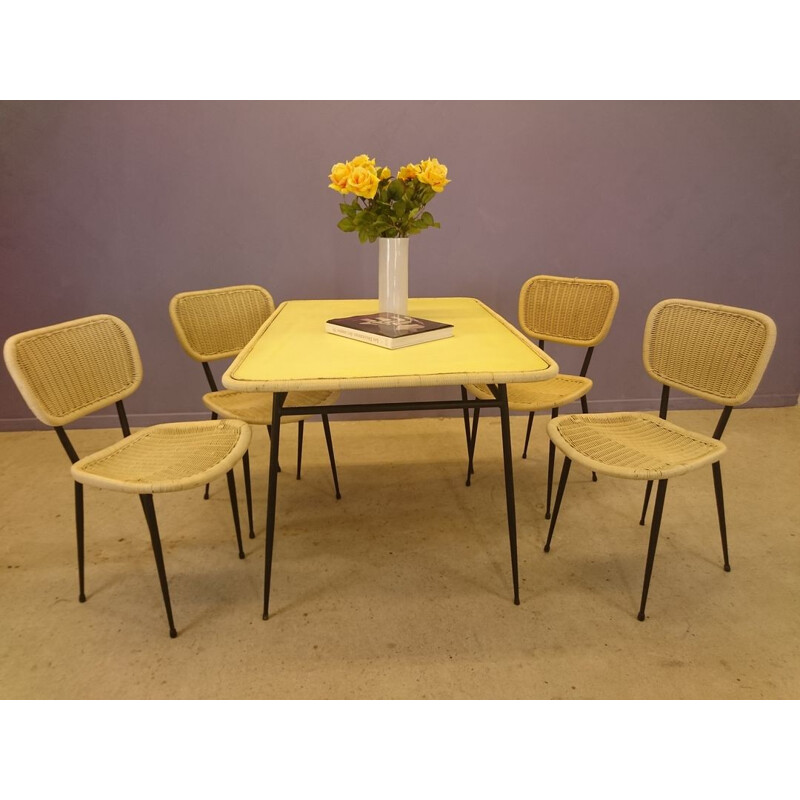 Ensemble de table et 4 chaises de Janine Abraham - 1950