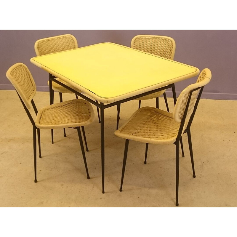 Ensemble de table et 4 chaises de Janine Abraham - 1950