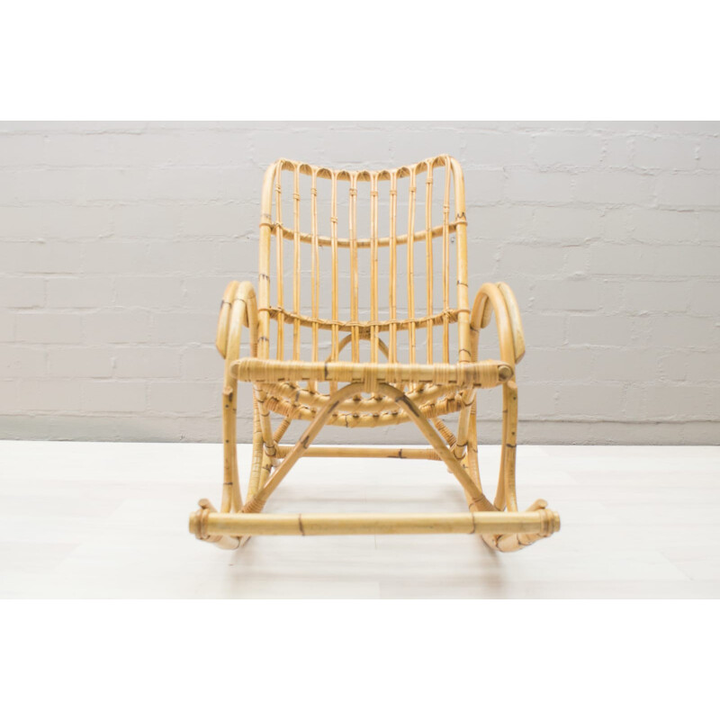 Vintage Rattan and Bamboo Rocking Chair - 1960s