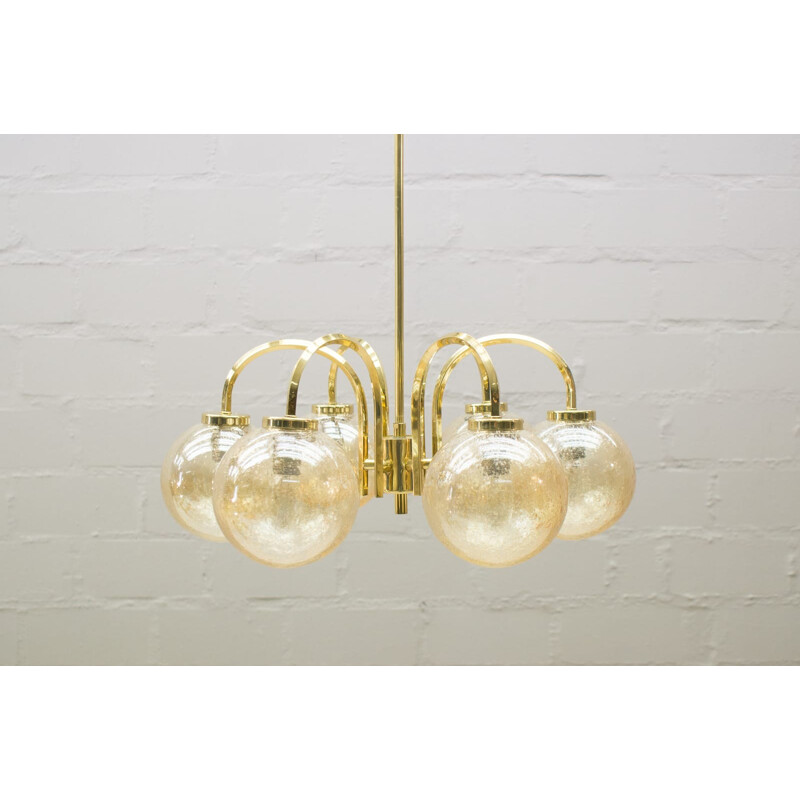 Vintage gold ceilling lamp with 6 spheres, 1960