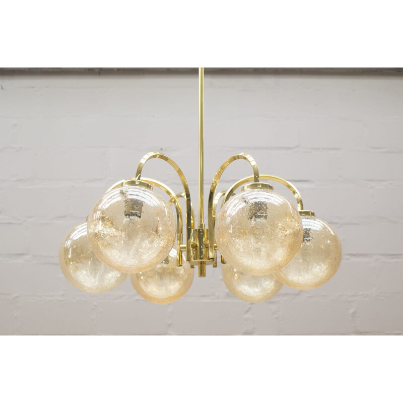Vintage gold ceilling lamp with 6 spheres, 1960