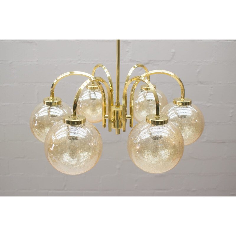 Vintage gold ceilling lamp with 6 spheres, 1960