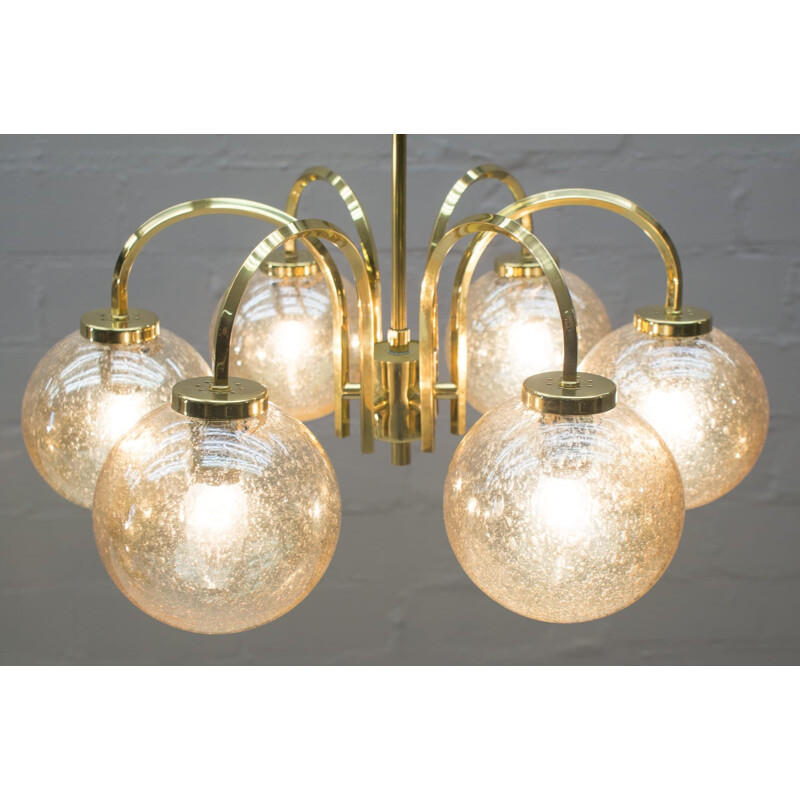 Vintage gold ceilling lamp with 6 spheres, 1960