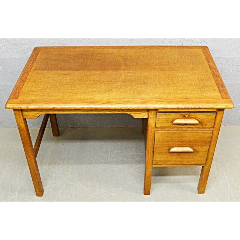 Mid-Century Solid Oak Desk - 1960s