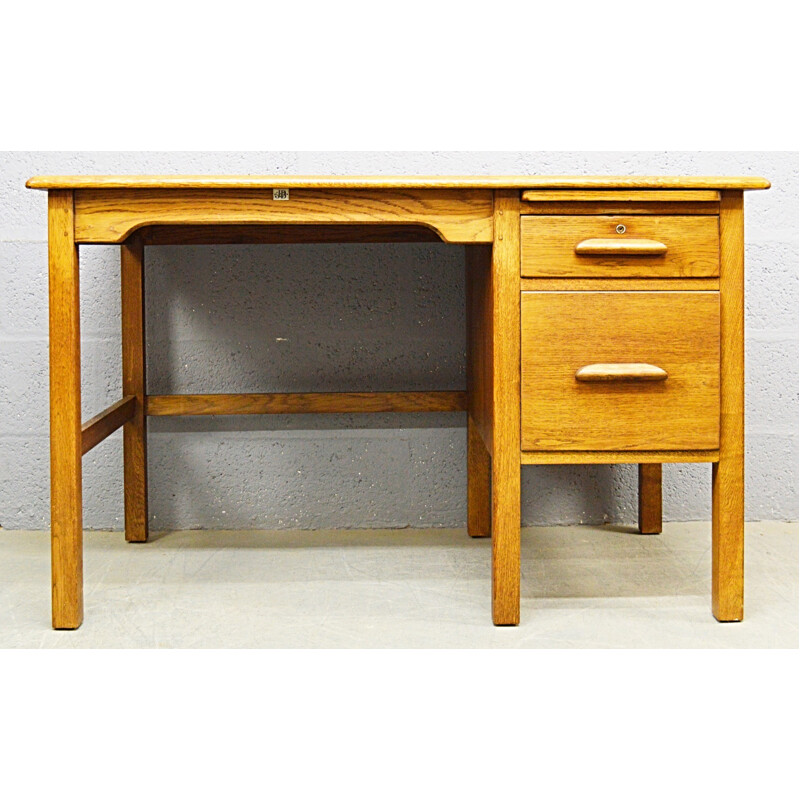 Mid-Century Solid Oak Desk - 1960s