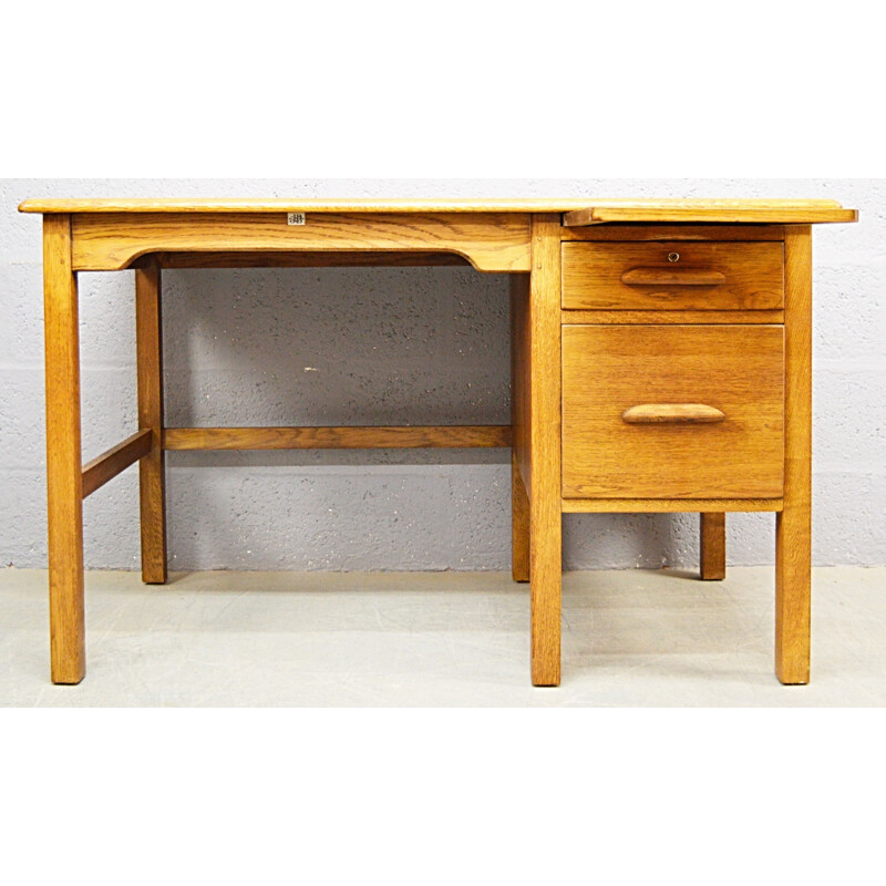 Mid-Century Solid Oak Desk - 1960s
