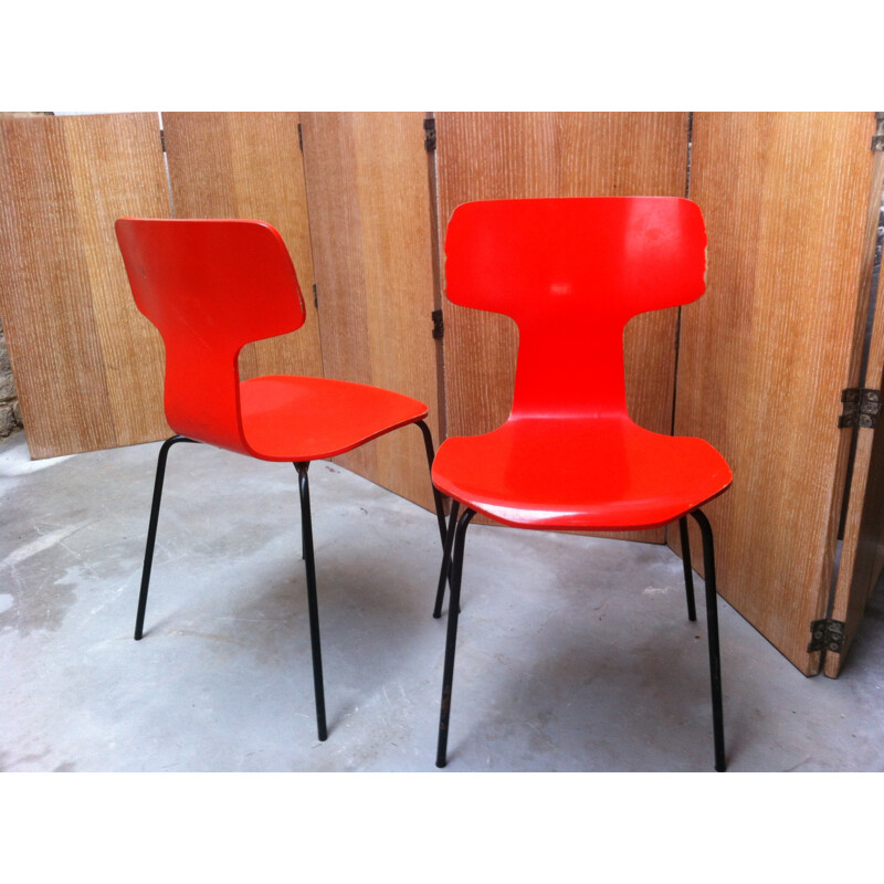 Pair of Model 3103 HAMMER Chair by Arne Jacobsen for Fritz Hansen - 1964