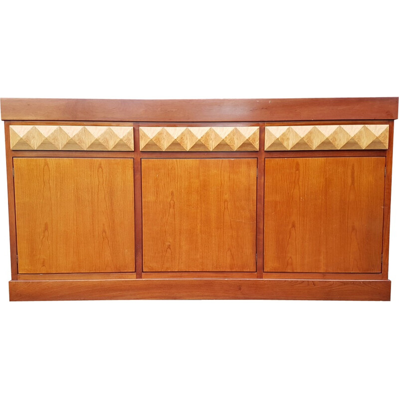 Brutalist design credenza with graphic drawers - 1960s