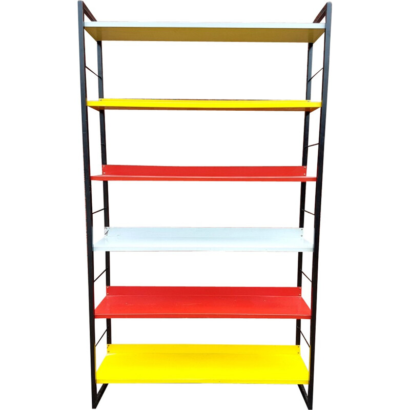 Vintage metal bookcase by A Dekker for Tomado Holland - 1950s