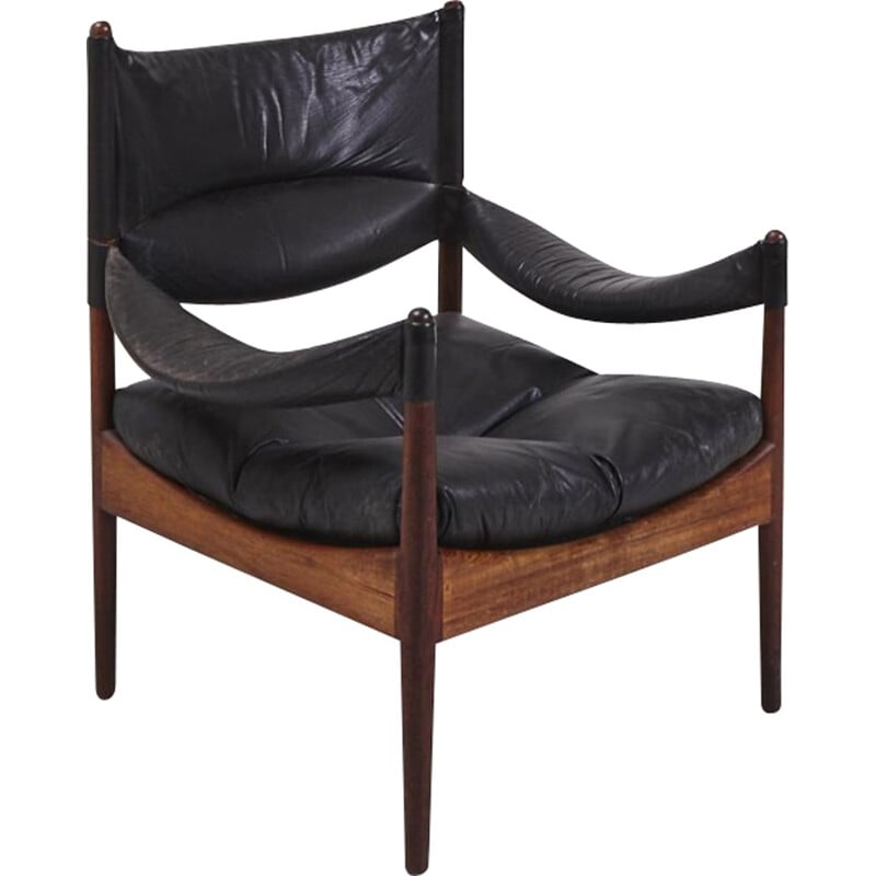Modus leather and rosewood armchair from Kristian Somer vedel for Soren Willadsen - 1963