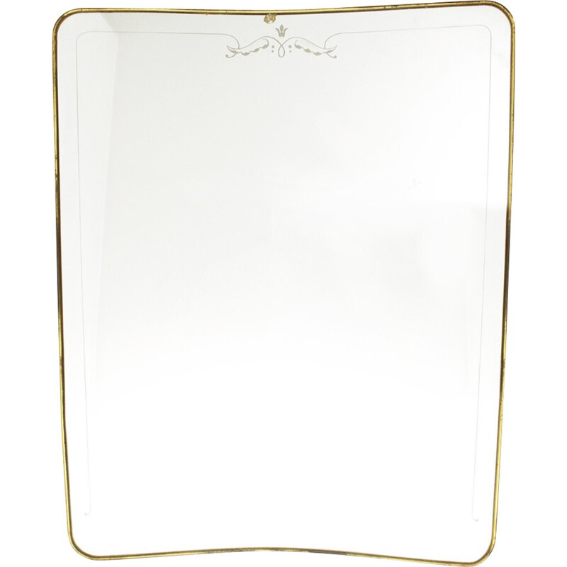 Italian brass frame mirror - 1950s