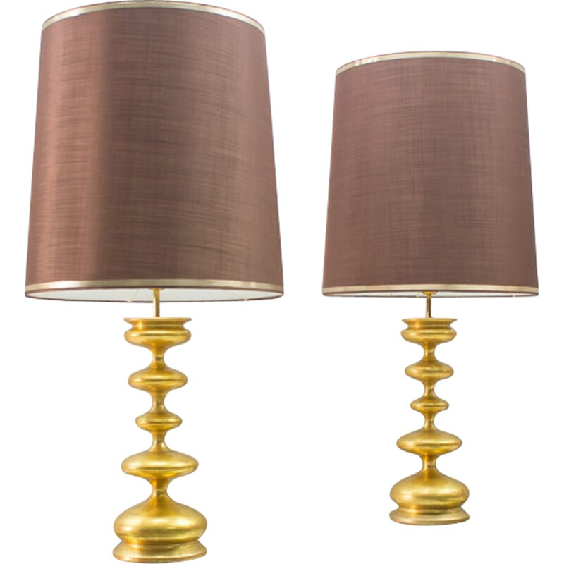 Pair of vintage gold table lamps, 1960