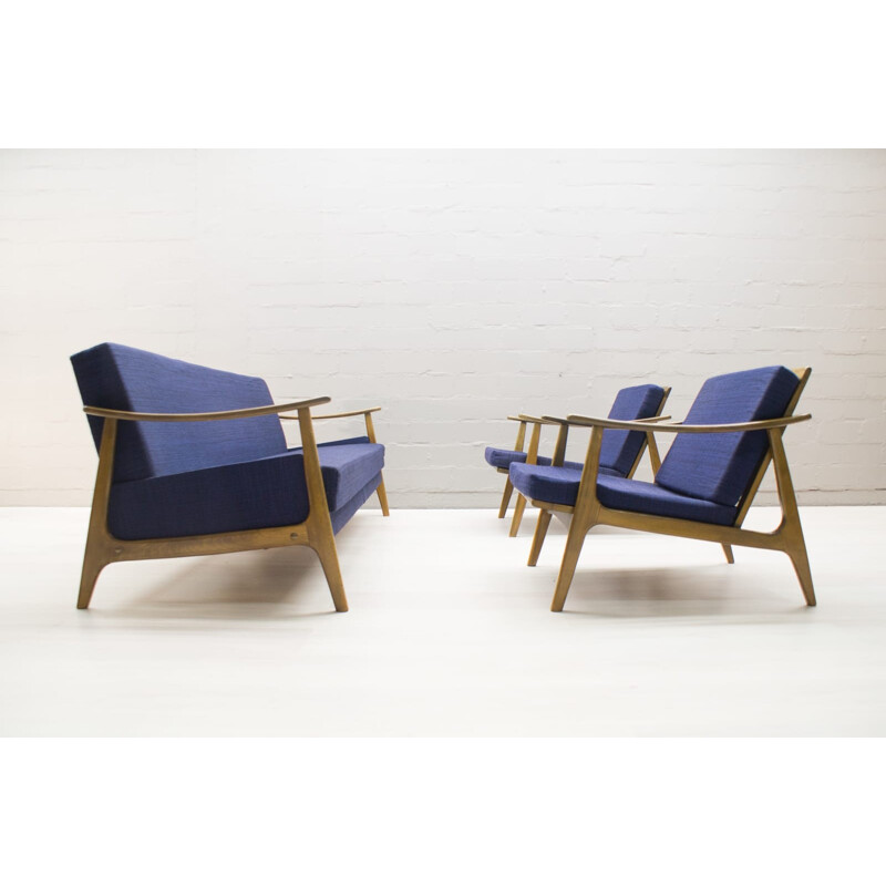 Canapé-lit scandinave avec 2 fauteuils - 1960