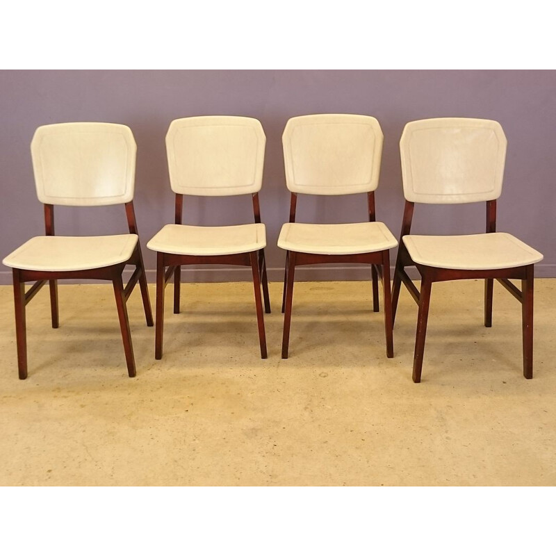 Suite de 4 chaises blanches vintage - 1950