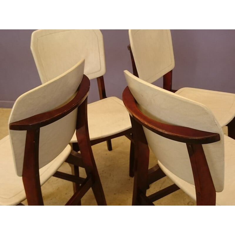 Suite de 4 chaises blanches vintage - 1950