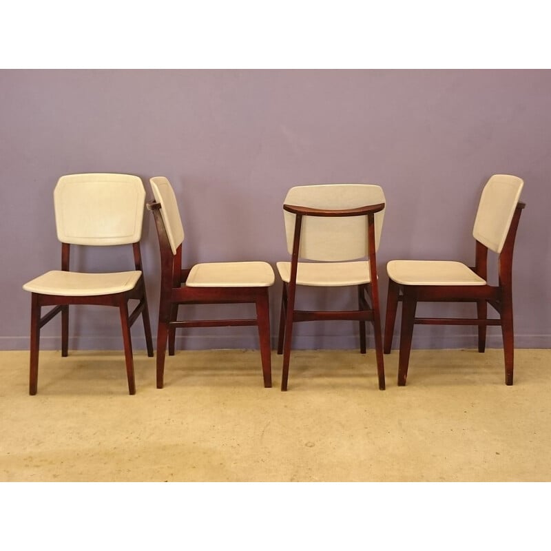 Suite de 4 chaises blanches vintage - 1950