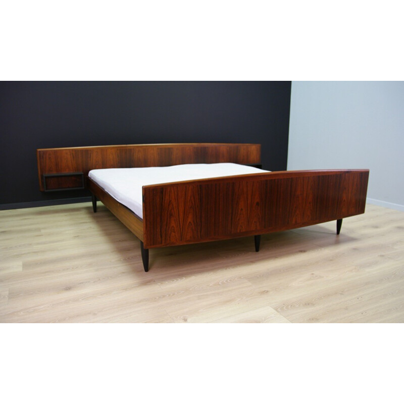 Mid century retro Rosewood bed, Denmark - 1970s