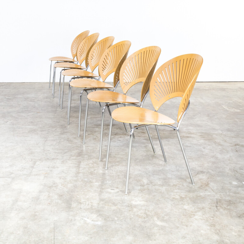 Set of 6 chairs "3298 Trinidad" model by Nanna Ditzel for Fredericia Stolefabrik - 1960s 