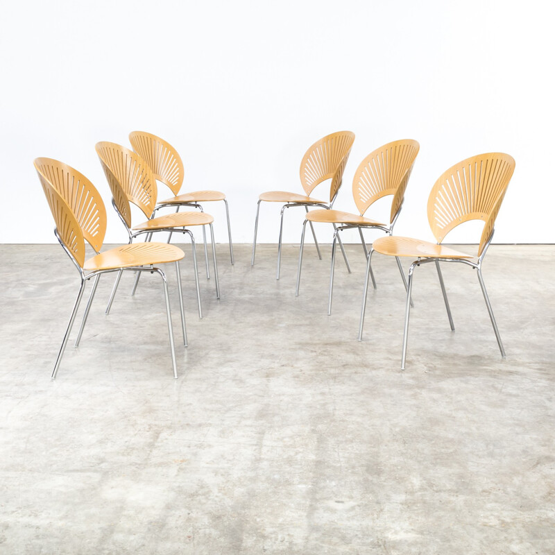 Set of 6 chairs "3298 Trinidad" model by Nanna Ditzel for Fredericia Stolefabrik - 1960s 