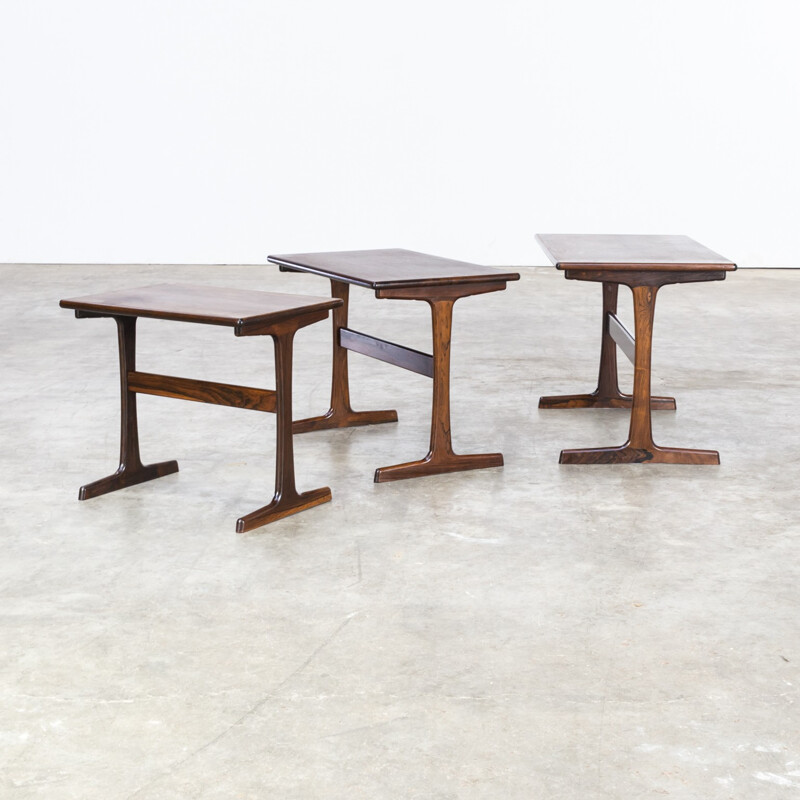 Suite de 3 tables gigognes en palissandre de Kai Kristiansen pour Vildbjerg Møbelfabrik - 1960