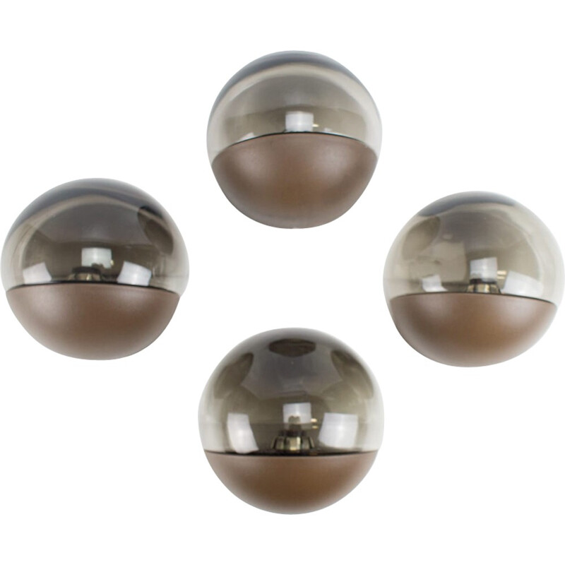 Set of four Space Age half dome wall lights - 1970s
